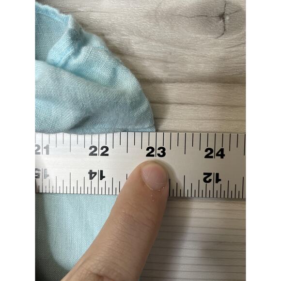 Talbots Shirt Womens 1X Petite Light Blue Irish Linen Pintuck Button Front Top - Picture 5 of 8